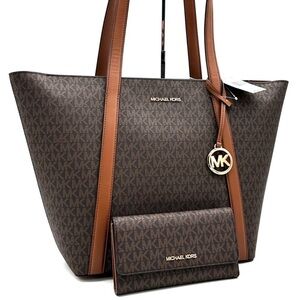 Michael Kors Pratt Large Signature Logo Tote Bag & Large Trifold Wallet